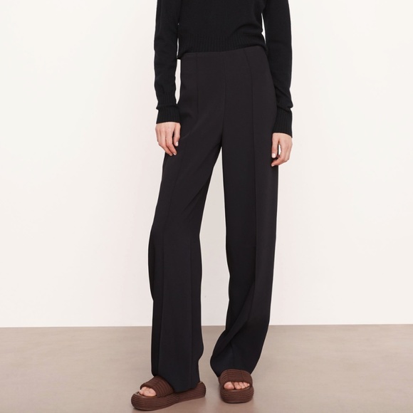 VINCE Black Sculptured Wide Leg Pant SS2023 Season - Size LGE - MSRP $344 - BNWT - Picture 1 of 6